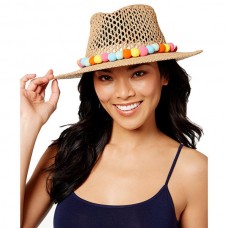 August Hat Mujer&apos;s Pom Pom Trim Packable Beach Hat  Natural  One Size 766288173088 eb-37864581
